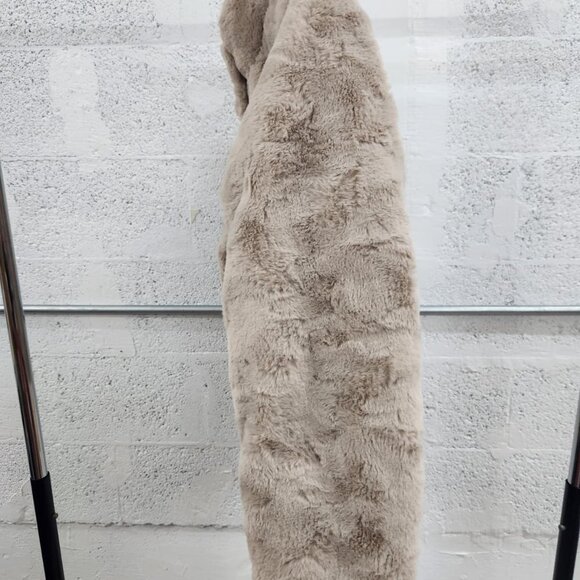 NWT Nicole Miller Reversible Faux Fur Puffer Jacket Tan Size Small - Picture 14 of 16